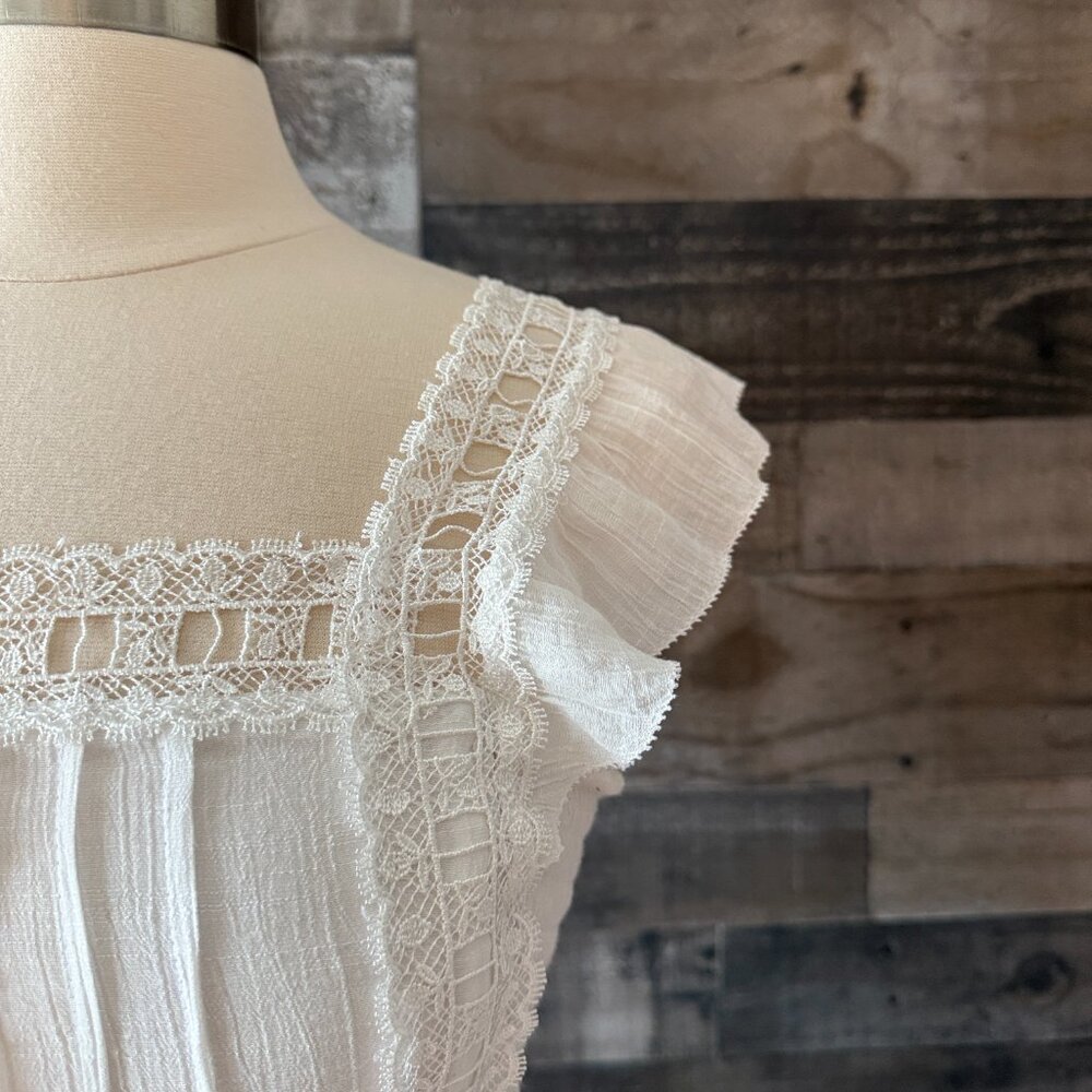 Anthropologie Entro white lace dress medium angelic cottagecore festival boho - Picture 3 of 11